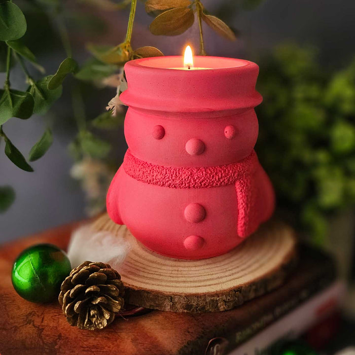 Handmade Snowman Clay Candle  For Christmas Decoration