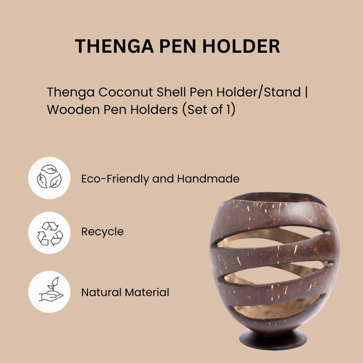 Eco-Friendly Handmade Pen Coconut Shell Wooden Holder