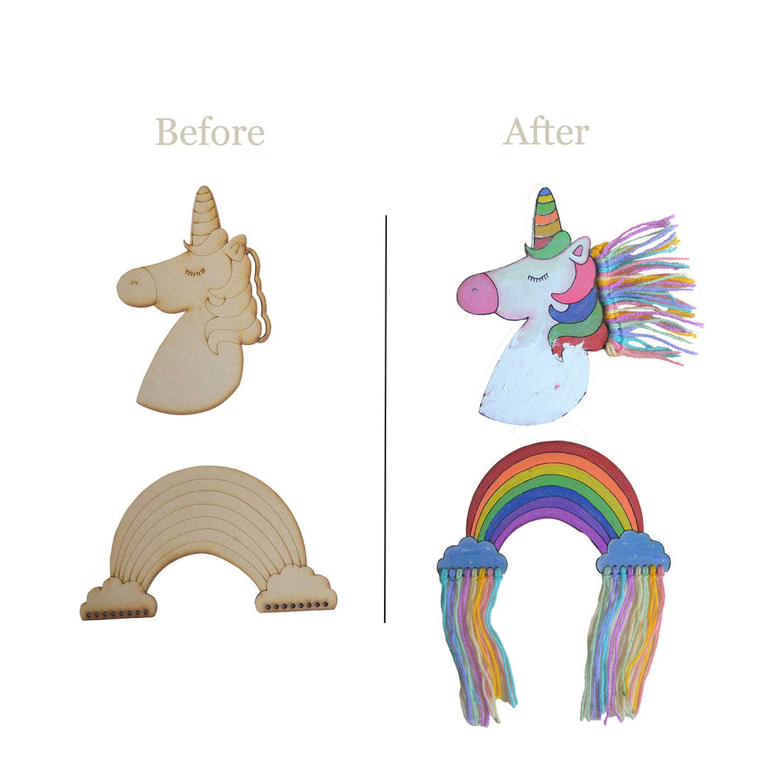 Handmade Unicorn & Rainbow Themed Loom Art DIY Kit | Set of 10