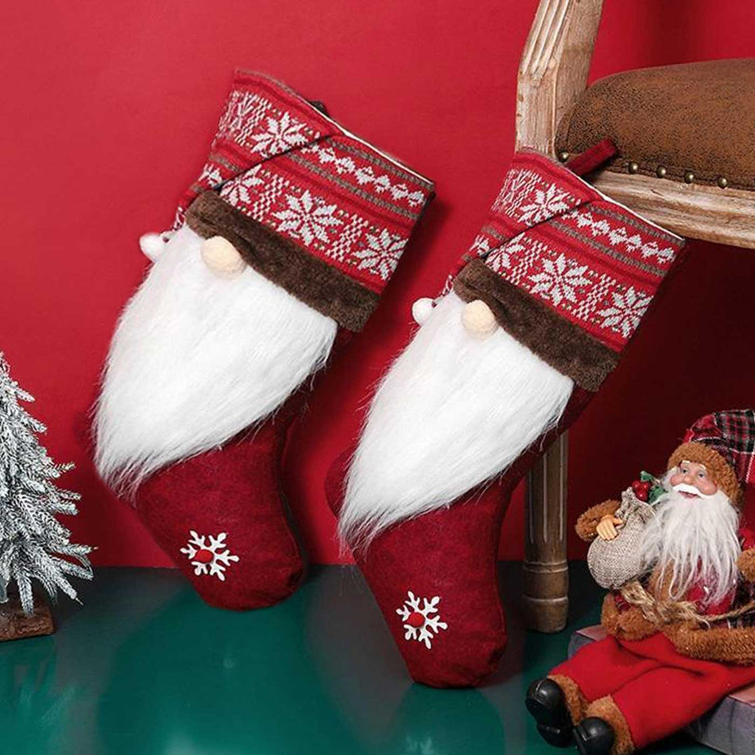 Handmade Beardy Gnome Cotton Stockings For Christmas Decoration