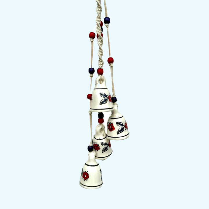 Handmade Macrame Symphony Ceramic Windchime With 4 Mini Bells