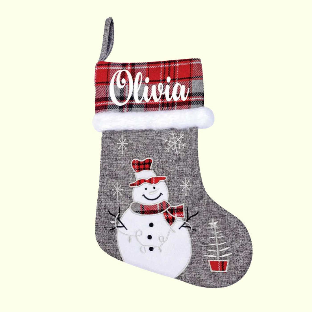 Personalized Silver Bells Cotton & Fur Stockings For Christmas Decoration