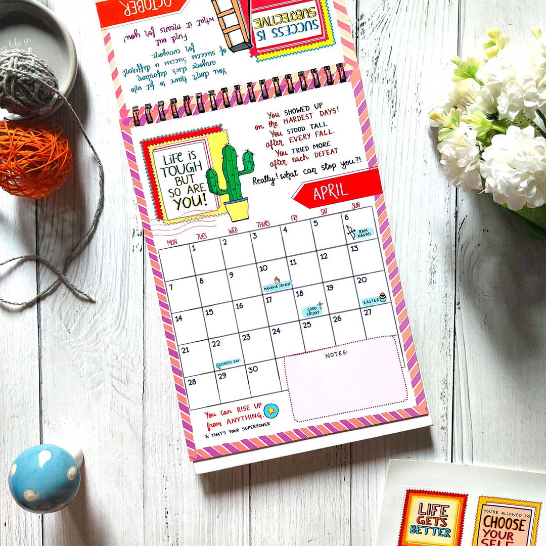 Notes to Self 2025 Spiral Calendar With Holidays | 10+ Freebies Included