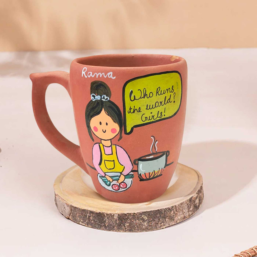 Handpainted Personalised 3D Terracotta Mug with Chef Avatar Illustrations and Quote