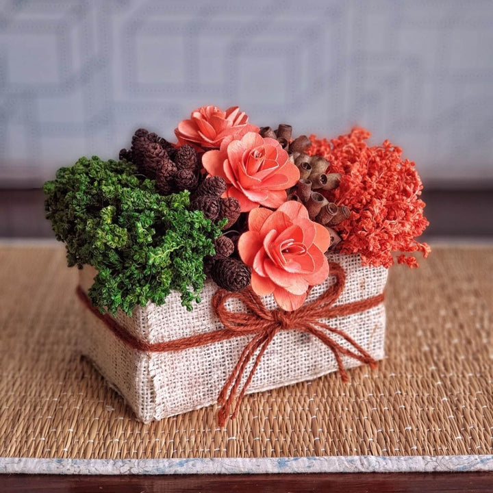 Handmade Orange Shola Flower Centerpiece