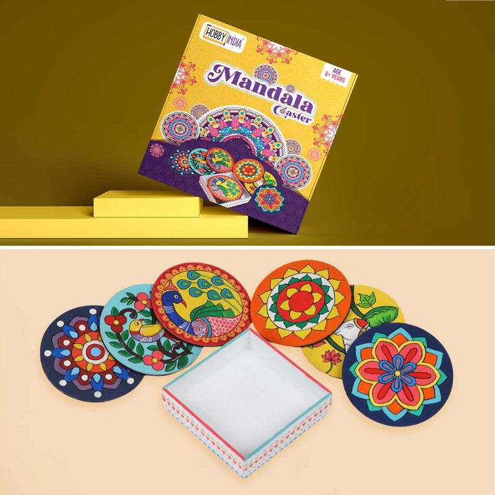 Pre Marked Mandala Coasters Painting MDF Wood DIY Kit