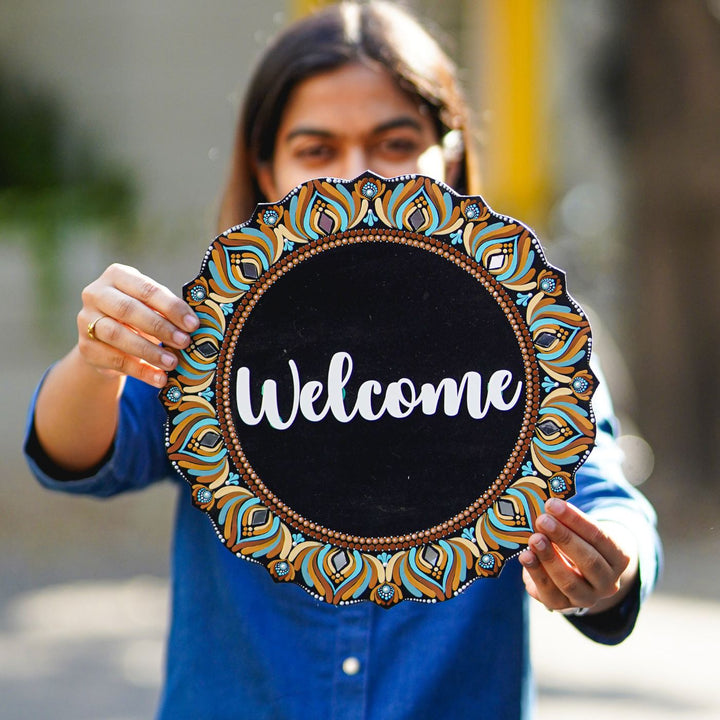 Handcrafted Dot Art Circular Name Plate