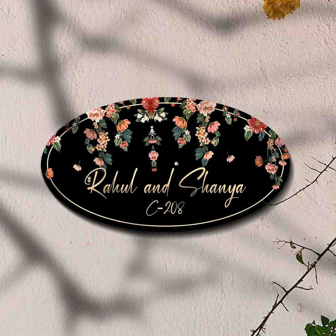 Elegant Oval Printed Wooden Nameplate For Family