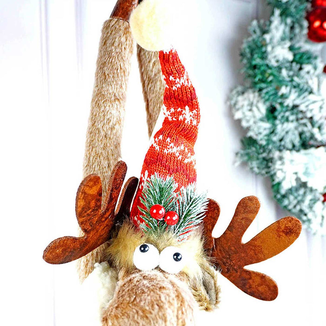 Striped Frock Reindeer Door Hanger Woolen Decor For Christmas Table Decoration