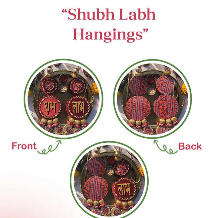 Handmade Divine Shubh Labh Floral Reversible Hanging | Set Of 2