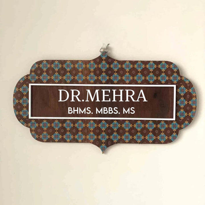 Vintage Wooden Name Plate with 3D Acrylic Letters For Doctor