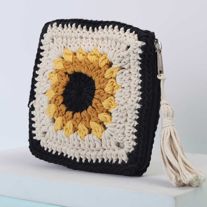 Handmade Crochet Sunflower Pouch