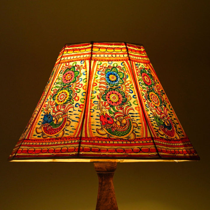 Floral Fish Hand Painted Tholu Bommalata Lamp Shade | 10 inches