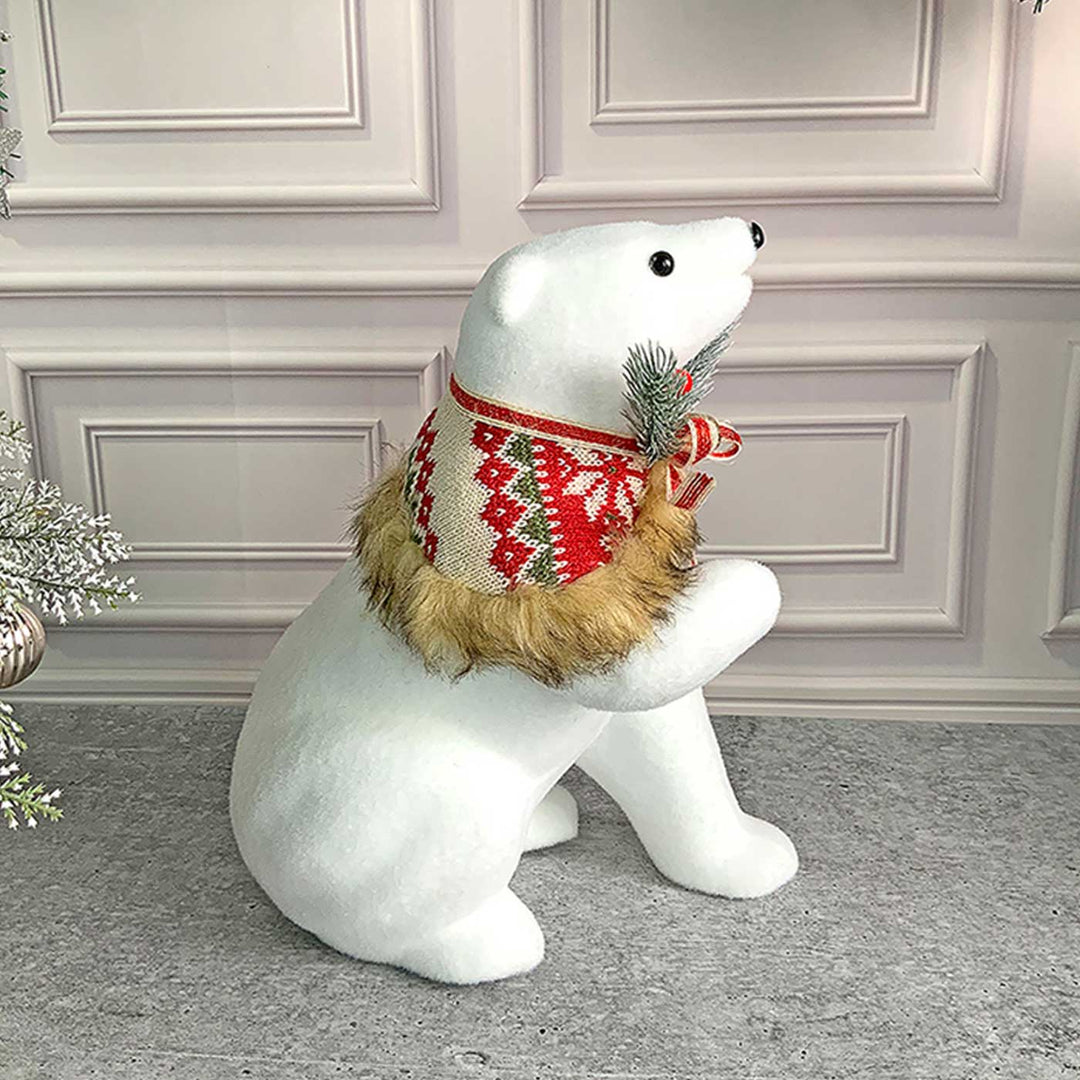 Medium Snow Polar Bear Decor For Christmas Table Decoration