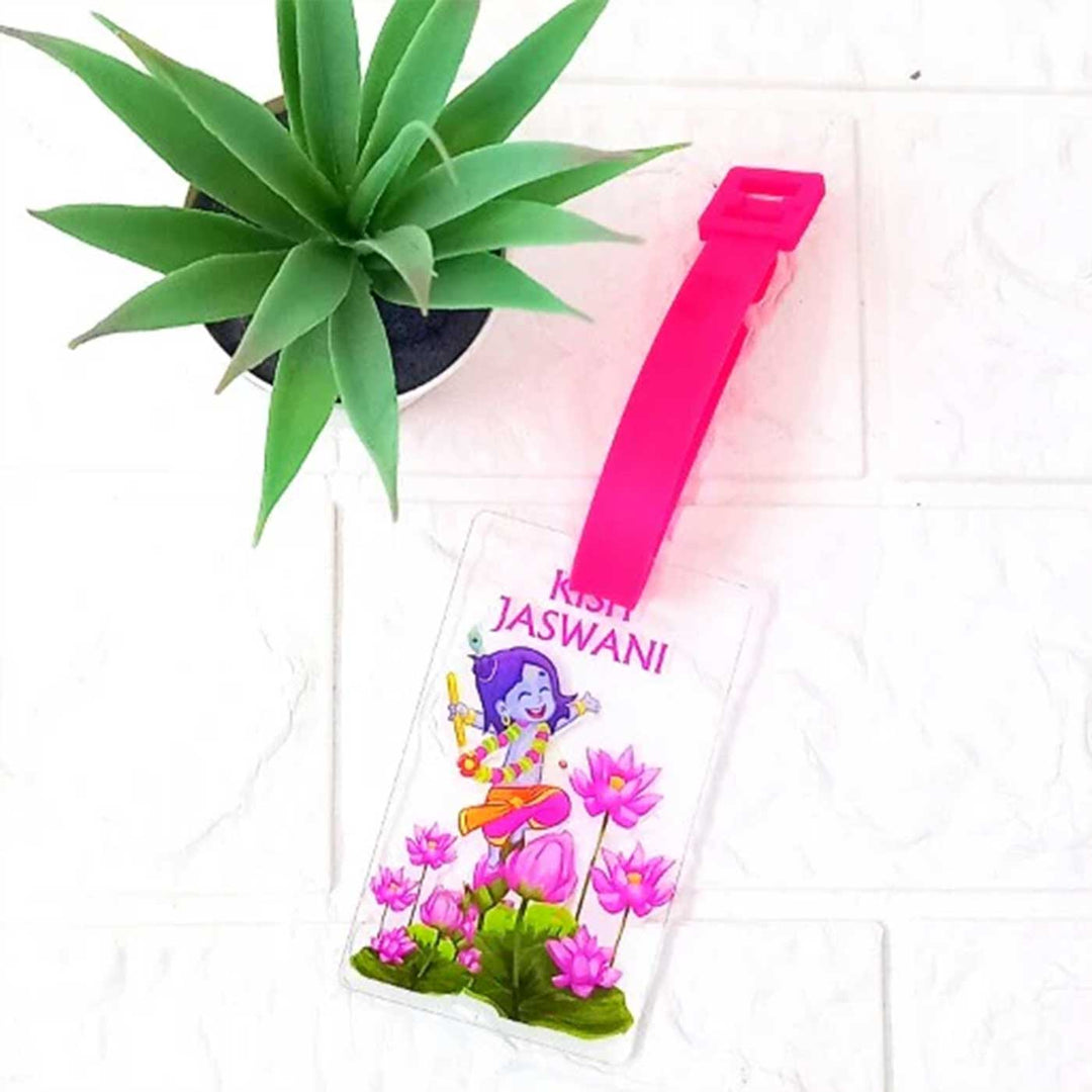 Personalized Krishna Theme Transparent Kids Bag Tag