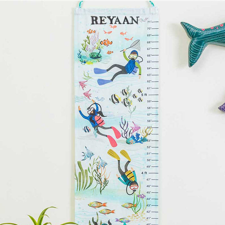 Personalized The Divers Theme Cotton Height Chart For Kids