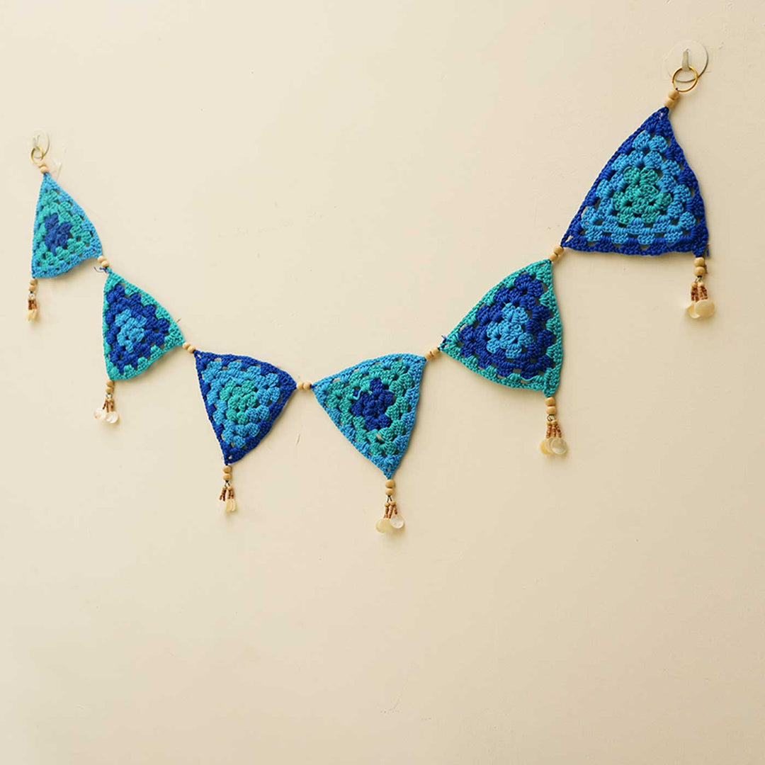 Handmade Tri-Color Triangular Crochet Toran