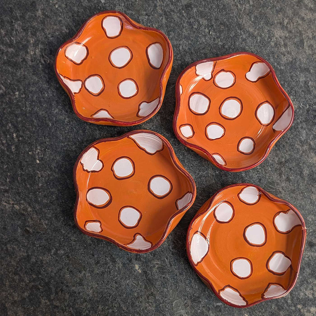 Hand-Painted Orange & White Terracotta Trinket Tray