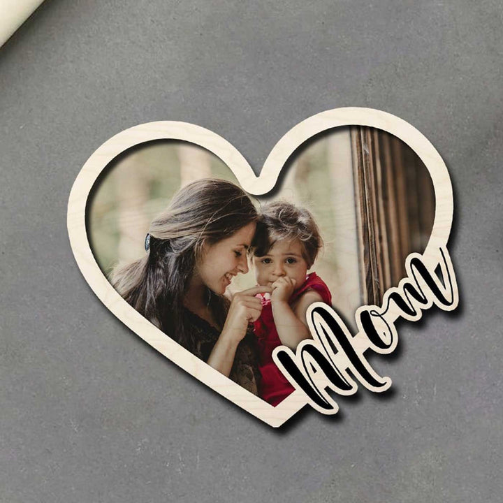 Photo Personalized Heart Shaped Wooden Fridge Magnet