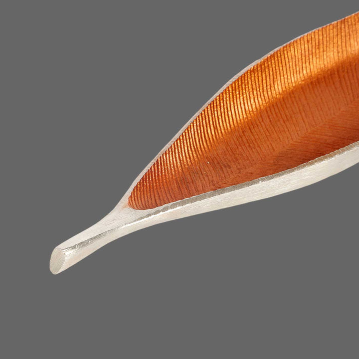 Handmade Orange Long Leaf Shaped Aluminium Platter