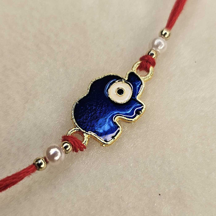 Handmade Elephant Metal Kids Rakhi With Roli Chawal