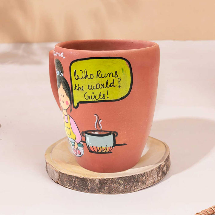 Handpainted Personalised 3D Terracotta Mug with Chef Avatar Illustrations and Quote