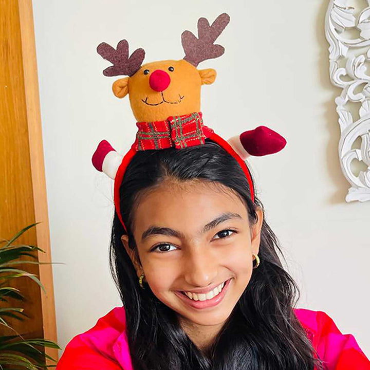 3D Rudolf Reindeer Theme Kids Hairband | Secret Santa Gift Ideas