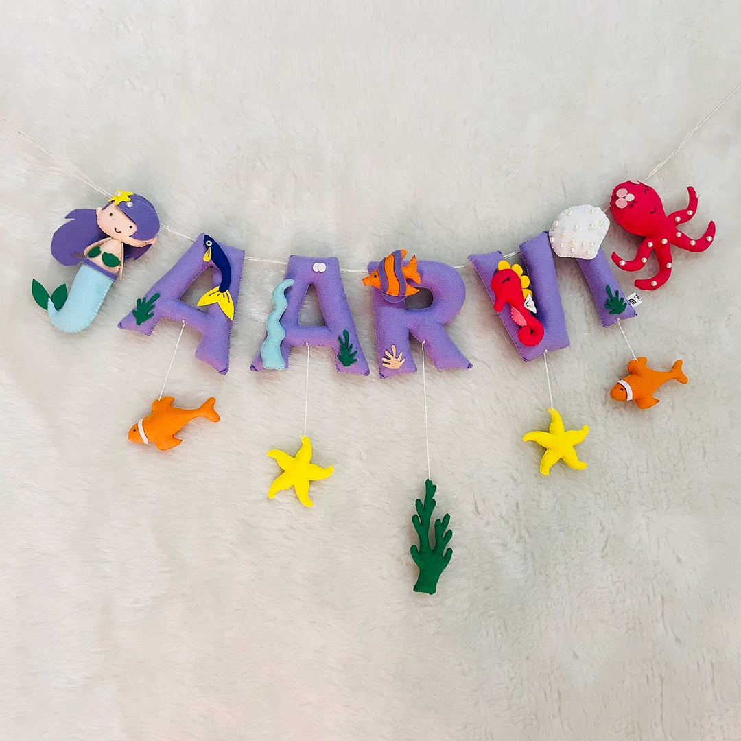 Handcrafted Personalized Mermaid Themed Bunting For Kids