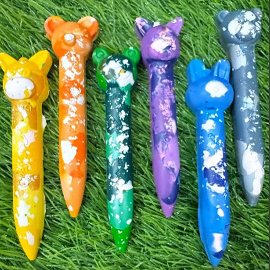 Handmade Non-Toxic Animal Stick Marbled Crayons