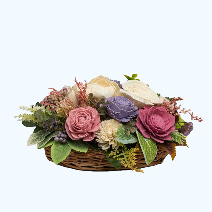 Handmade Pretty Pink Basket Shola Flower Centerpiece