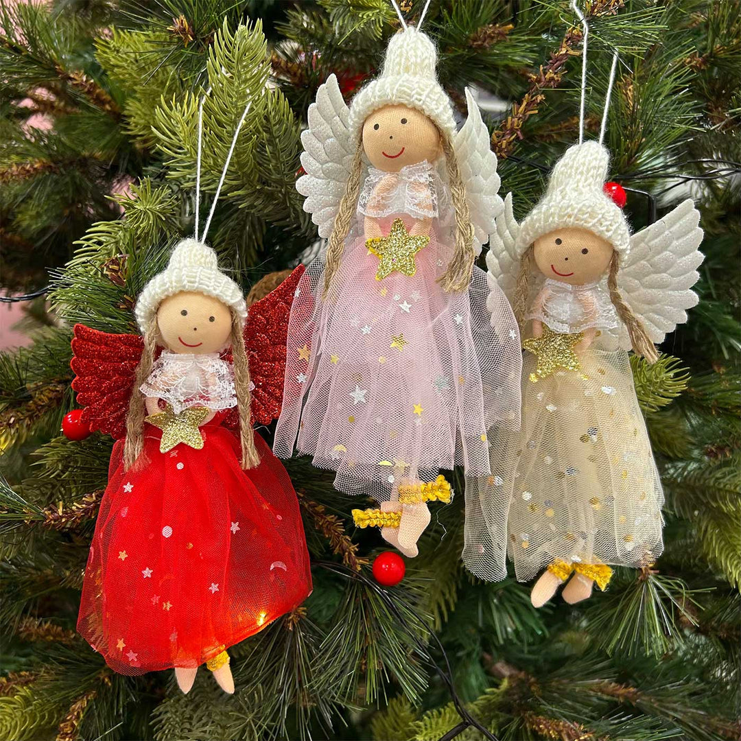 Handmade Soft Angel Wings Ornaments For Christmas Tree Decoration | Set Of 3