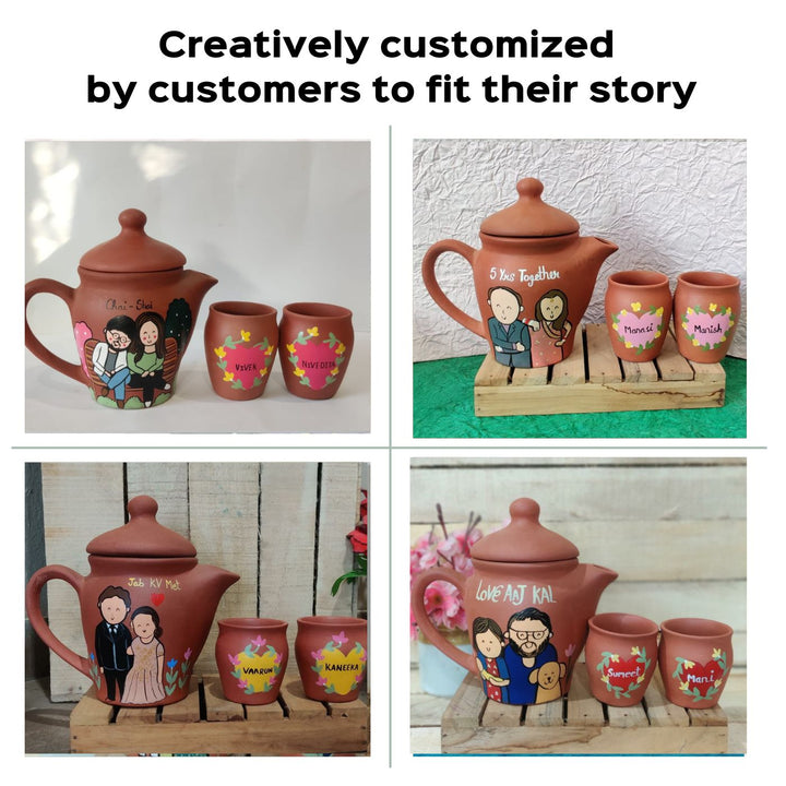 Handpainted Clay Teaset With Photo Based Caricature