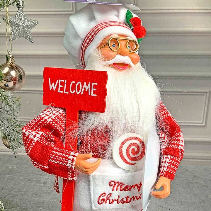 Big Masterchef Santa Claus Self-Standing Woolen Decor For Christmas Table Decoration