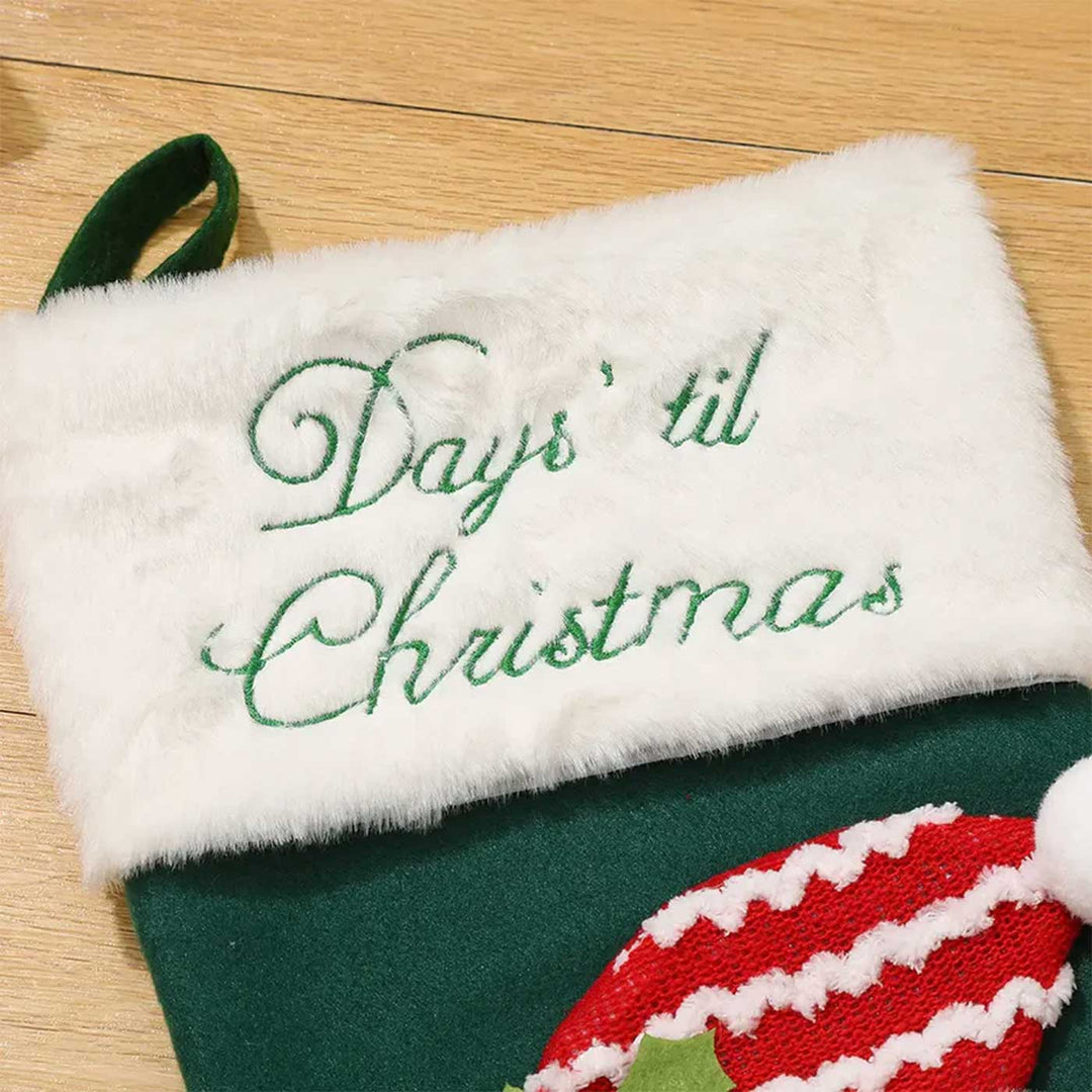 Personalized Festive Countdown Treasure Felt & Fur Stockings For Christmas Decoration