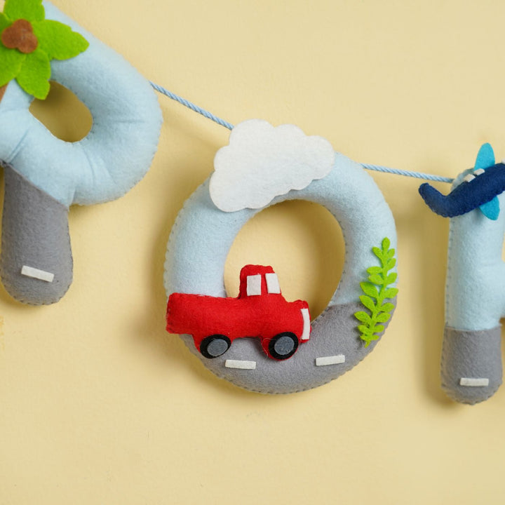 Handmade Personalized Felt Kids Bunting - Automobile