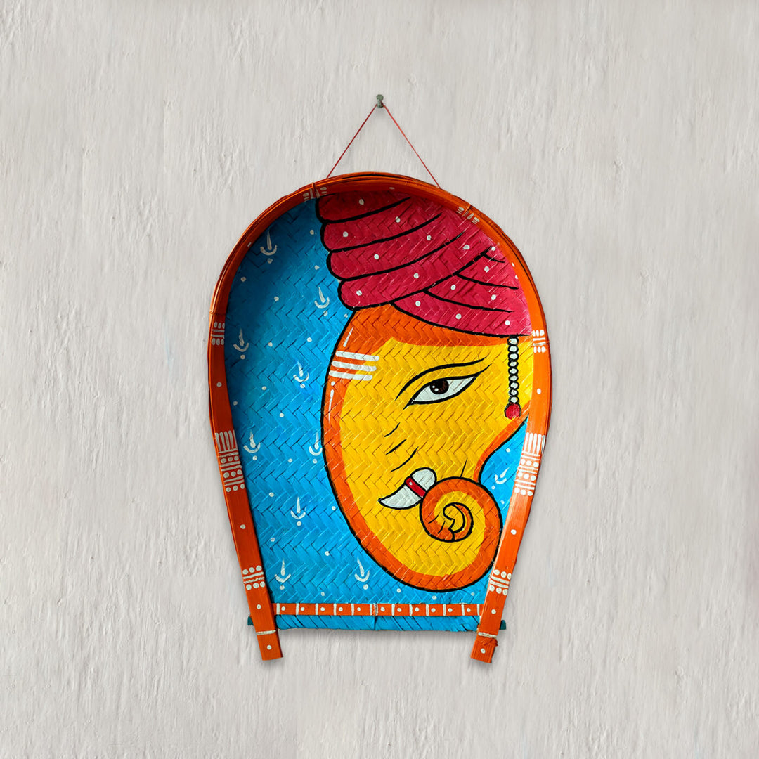 Handpainted Ganesha Bamboo Wall Decor