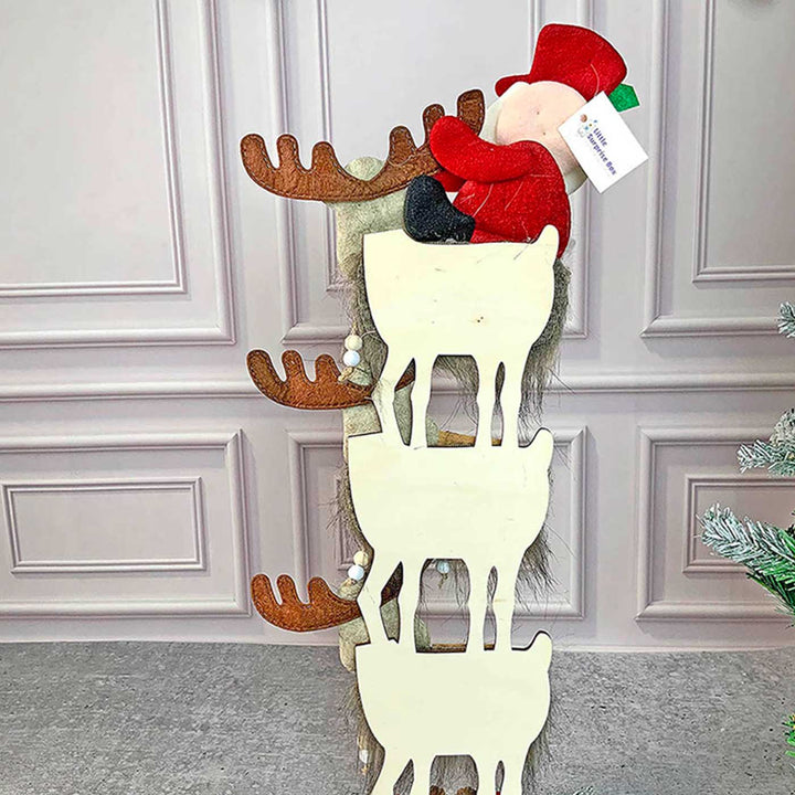 3-Tier Mdf Stacked Reindeer & Santa Mdf Wood Decor For Christmas Table Decoration