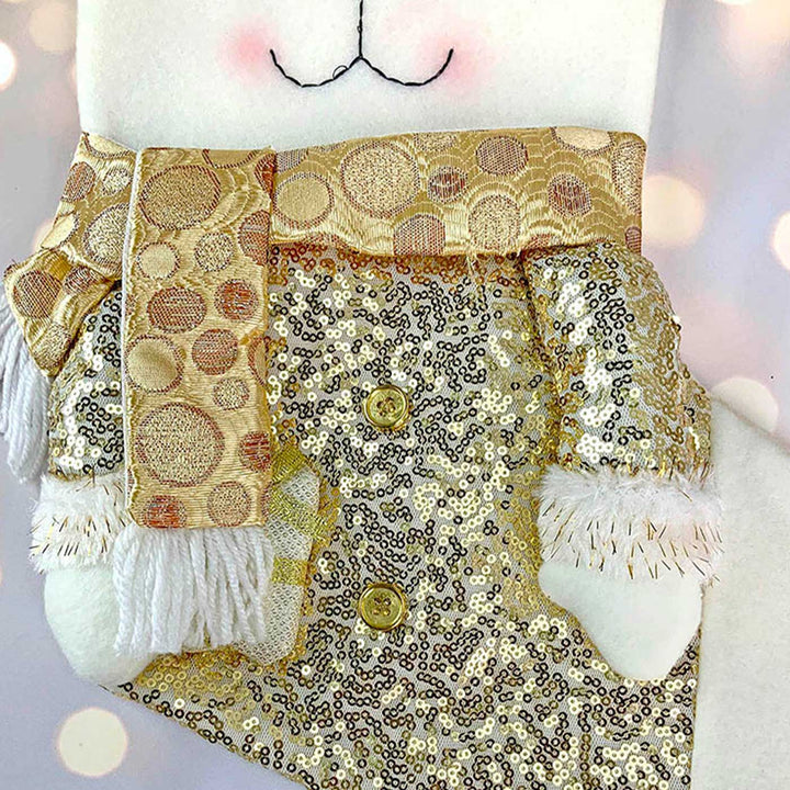 Handmade Golden Deer Woolen Stockings For Christmas Decoration