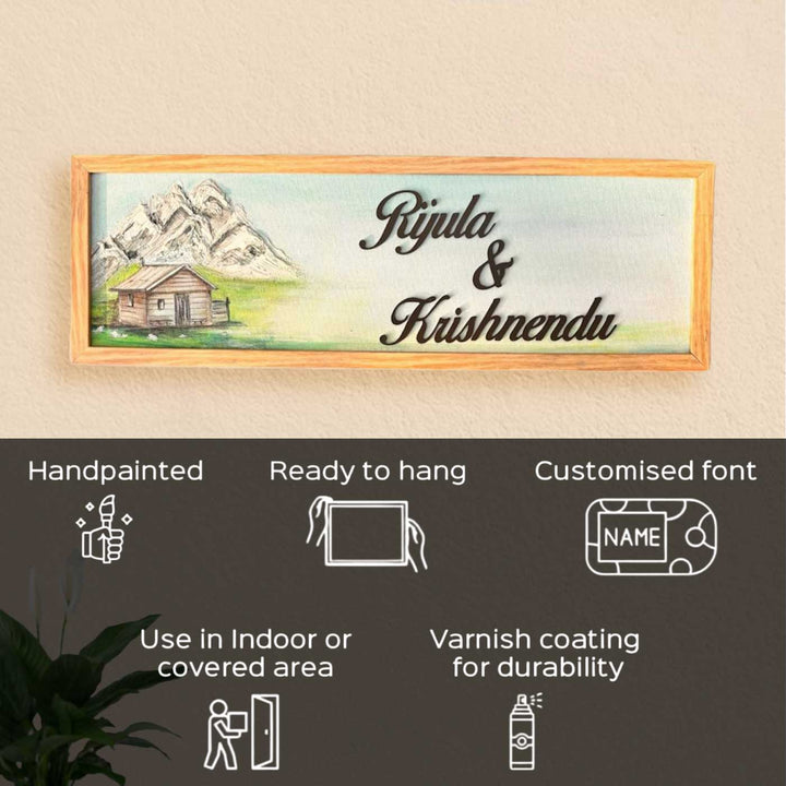 Personalized Sweet Home Theme Mdf Wood Name Plate