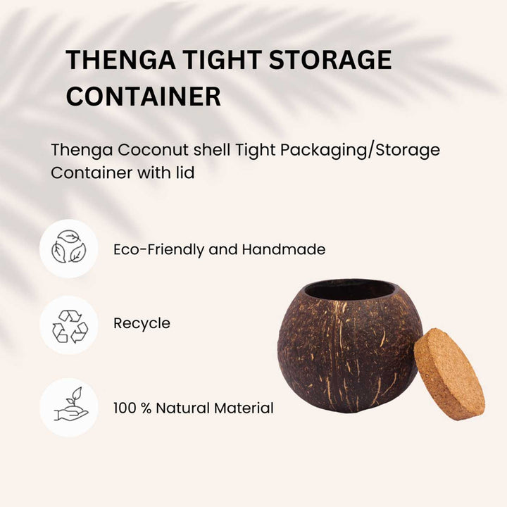 Eco-Friendly Handmade Tight Coconut Shell Storage Container