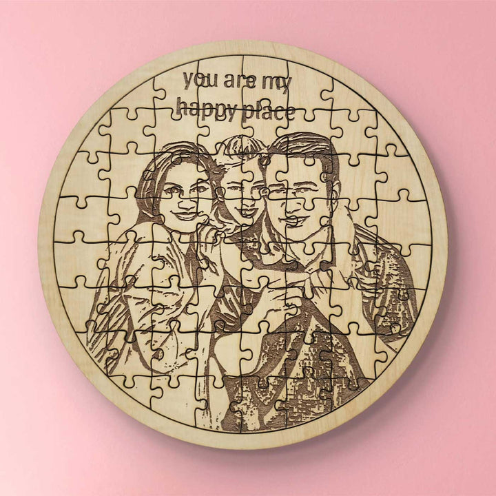 Photo Personalized Round MDF Wood Puzzle