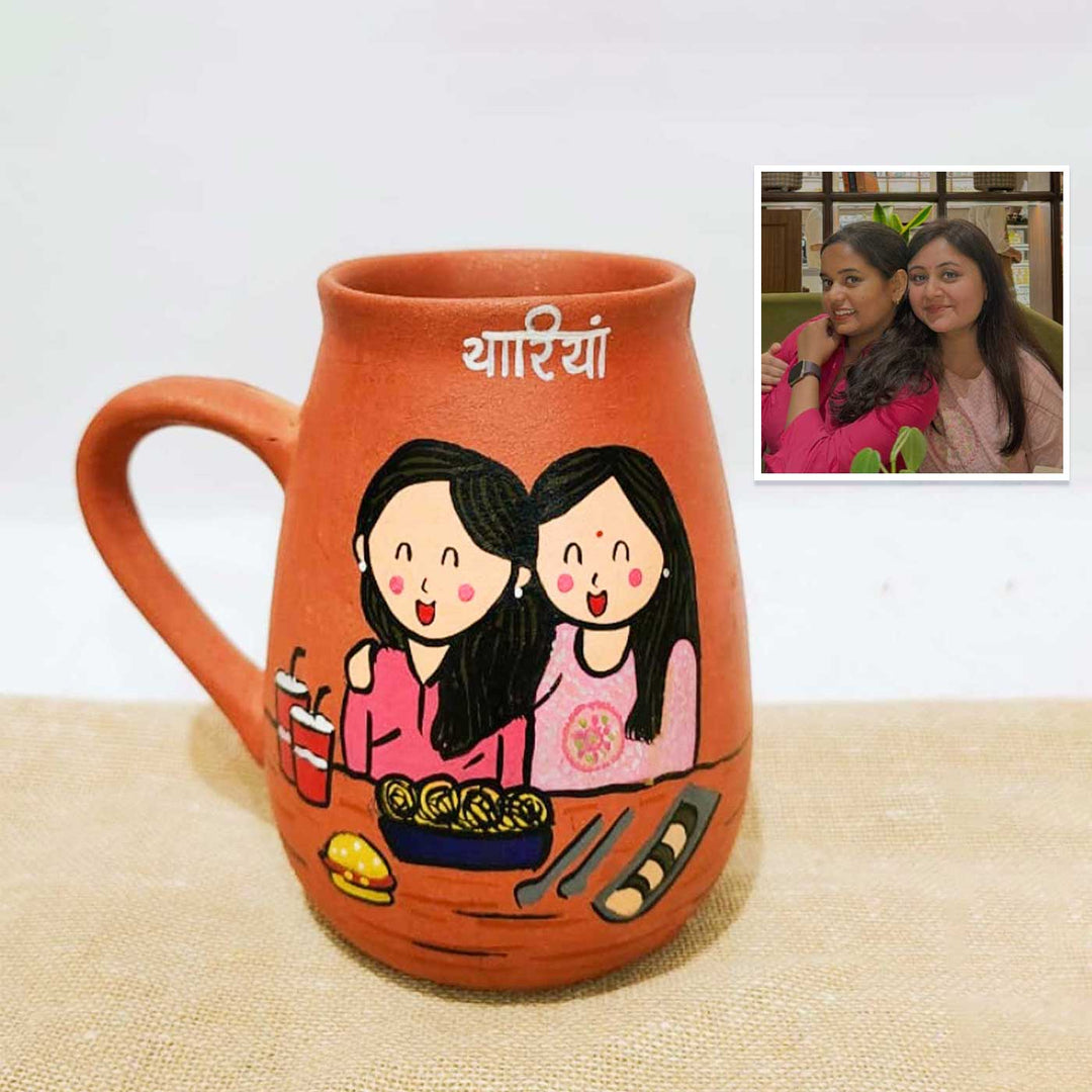 Personalised Terracotta Mugs with Photo Based Caricatures