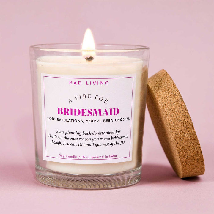 Hand Poured Bridesmaid Peach Mimosa Scented Soy Wax Candle