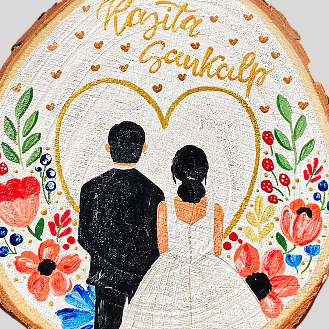 Photo Personalized Hand-Painted wedding Theme Wooden Decorative Plaque