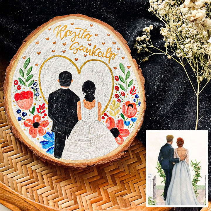 Photo Personalized Hand-Painted wedding Theme Wooden Decorative Plaque