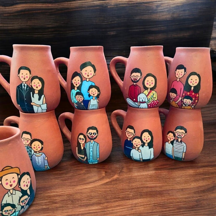 Personalised Terracotta Mugs with Photo Based Caricatures