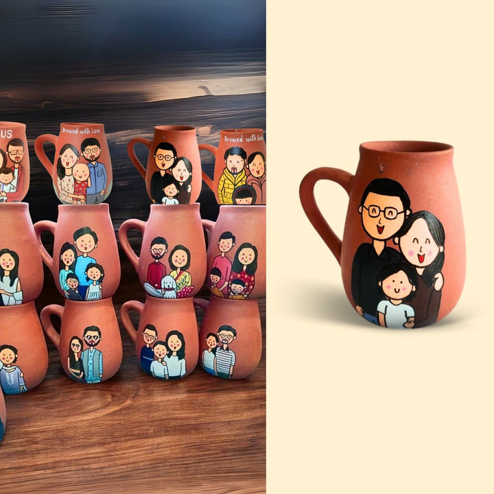 Personalised Terracotta Mugs with Photo Based Caricatures