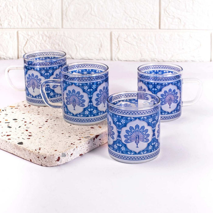 Borosilicate Glass Tea Cups with Delicate Prints I 190 ML