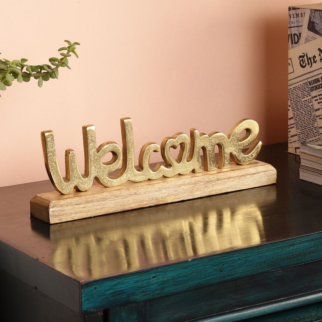 Handmade Gold 'Welcome' Free Standing Showpiece