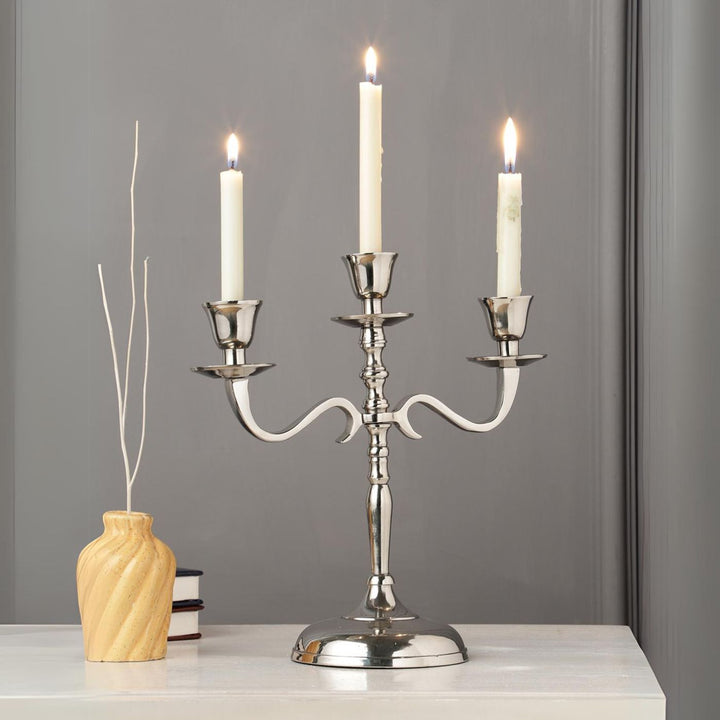 Handmade Nickel Candelabra Aluminium Candle Holder